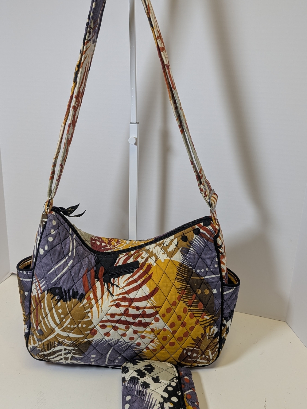 Vera Bradley Painted Feathers Carryall Crossbody Bag & Matching Wallet Set